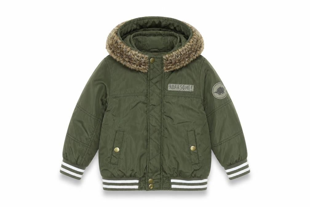 Mothercare Boys Green 3-4 Years Hooded Faux Fur Puffer Jacket