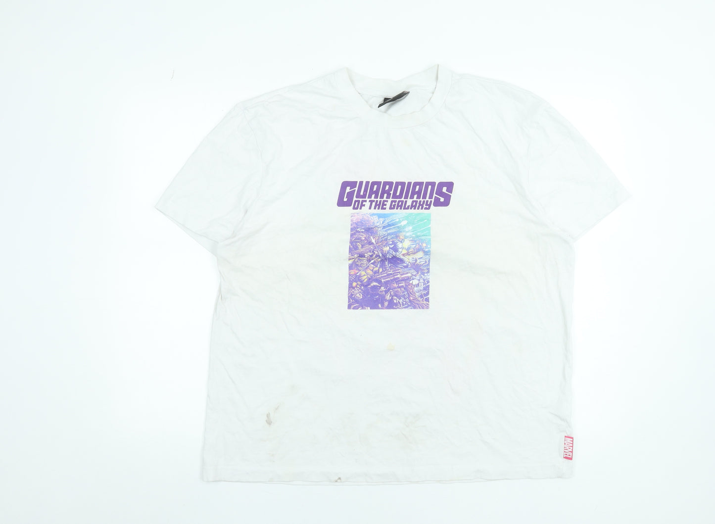 Marvel Men's White Guardians of the Galaxy Cotton L T-Shirt