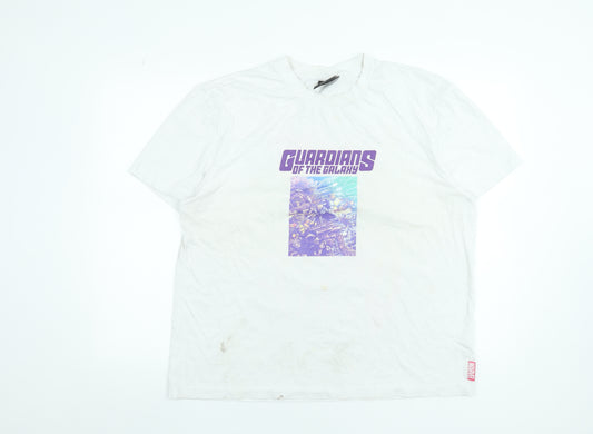 Marvel Men's White Guardians of the Galaxy Cotton L T-Shirt