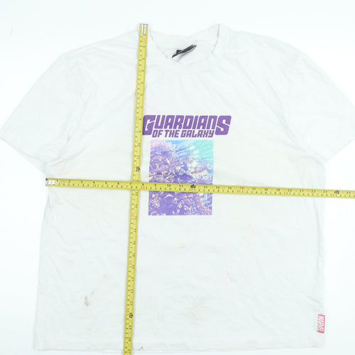 Marvel Men's White Guardians of the Galaxy Cotton L T-Shirt