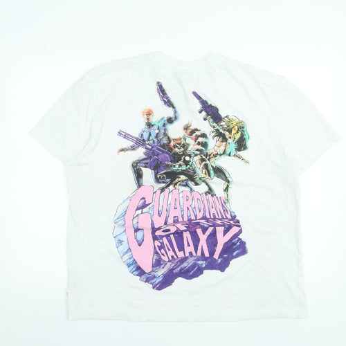 Marvel Men's White Guardians of the Galaxy Cotton L T-Shirt