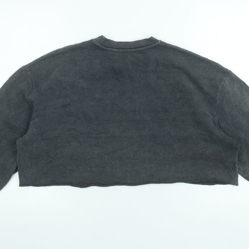 Topshop Women Grey Paris Cropped Pullover Sweatshirt UK 12 Cotton