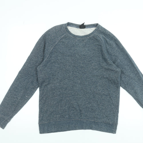 H&M Men’s Blue Cotton Crew Neck Long Sleeve Pullover Sweatshirt M