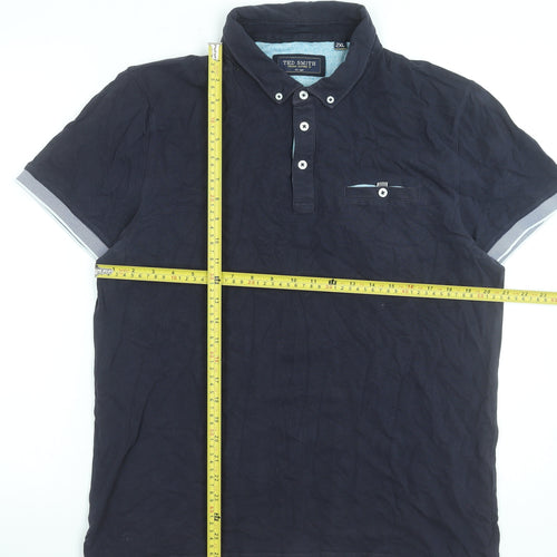 Ted Smith Men's Blue 2XL Short Sleeve Cotton Polo Shirt