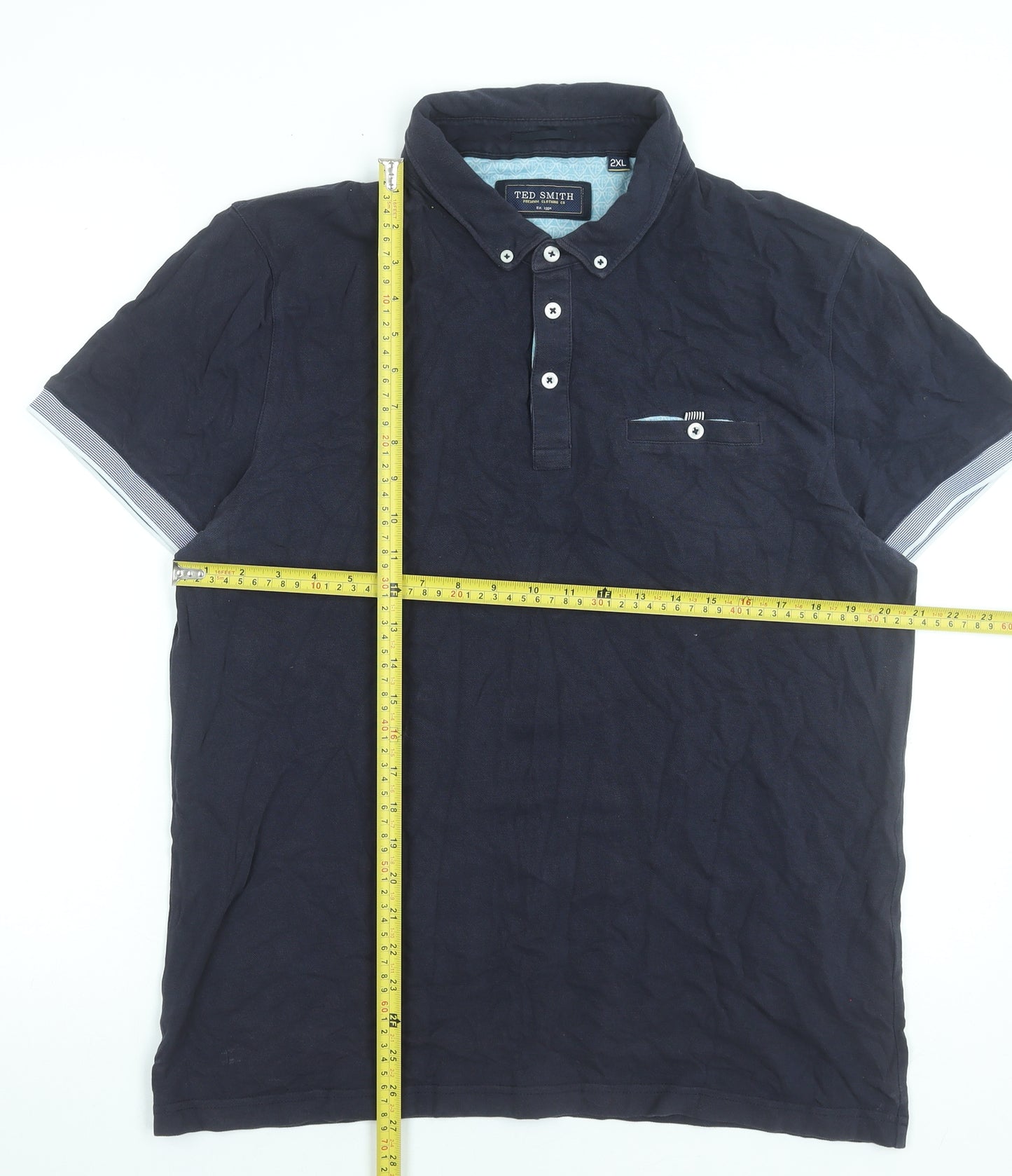 Ted Smith Men's Blue 2XL Short Sleeve Cotton Polo Shirt