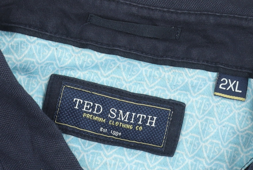 Ted Smith Men's Blue 2XL Short Sleeve Cotton Polo Shirt