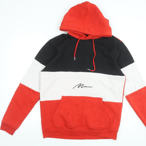 BoohooMAN Men's Multicoloured Pullover Hoodie Size M with Logo