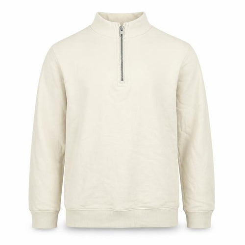 Marks and Spencer Boys Beige 10-11 Years 1/4 Zip Cotton Sweatshirt