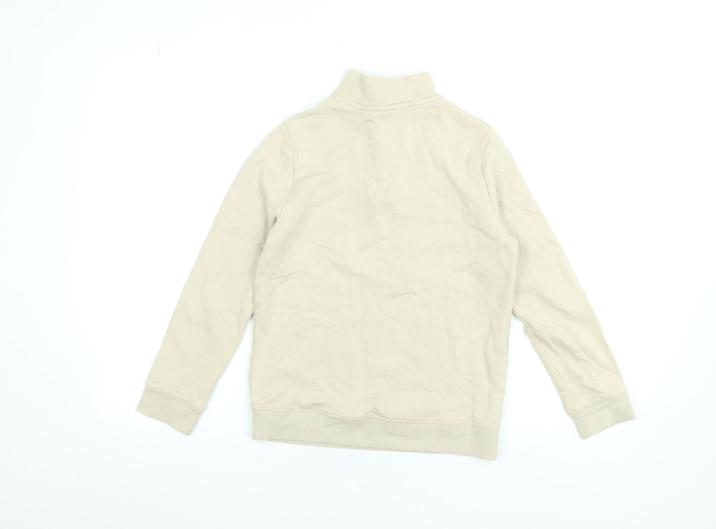 Marks and Spencer Boys Beige 10-11 Years 1/4 Zip Cotton Sweatshirt