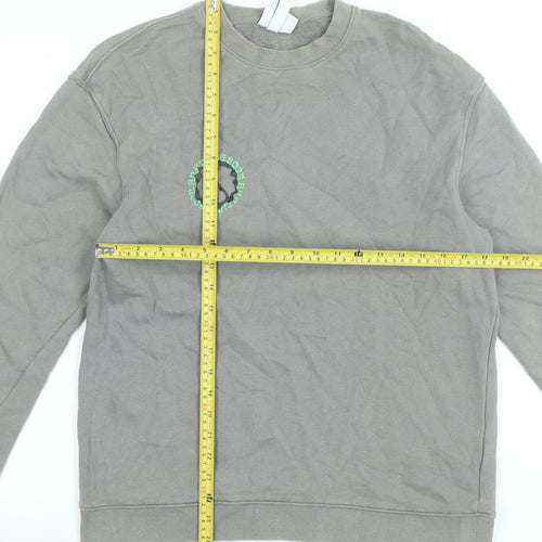 H&M Men’s Grey Relaxed Fit Graphic Print Cotton Sweatshirt M