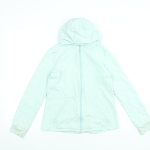 Decathlon Teens Mint Green Full Zip Hoodie 12-13 Years Cotton Blend