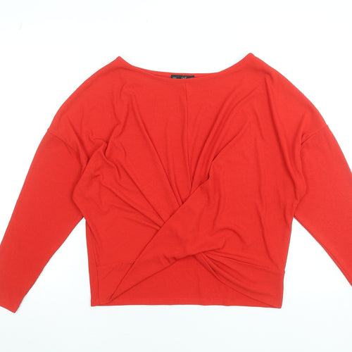 F&F Women’s Red Long Sleeve Wrap Jersey Blouse UK 12