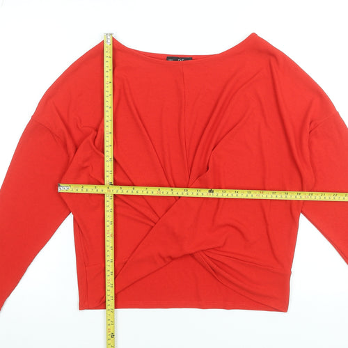 F&F Women’s Red Long Sleeve Wrap Jersey Blouse UK 12