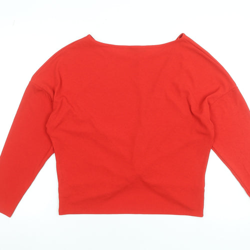 F&F Women’s Red Long Sleeve Wrap Jersey Blouse UK 12