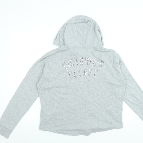 Victoria’s Secret Women’s Grey Sequin Hoodie Size M Pullover Cotton Blend