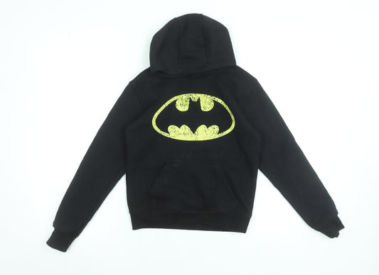 Batman Boys Black Hoodie 7-8 Years Pullover Graphic Print Sweatshirt