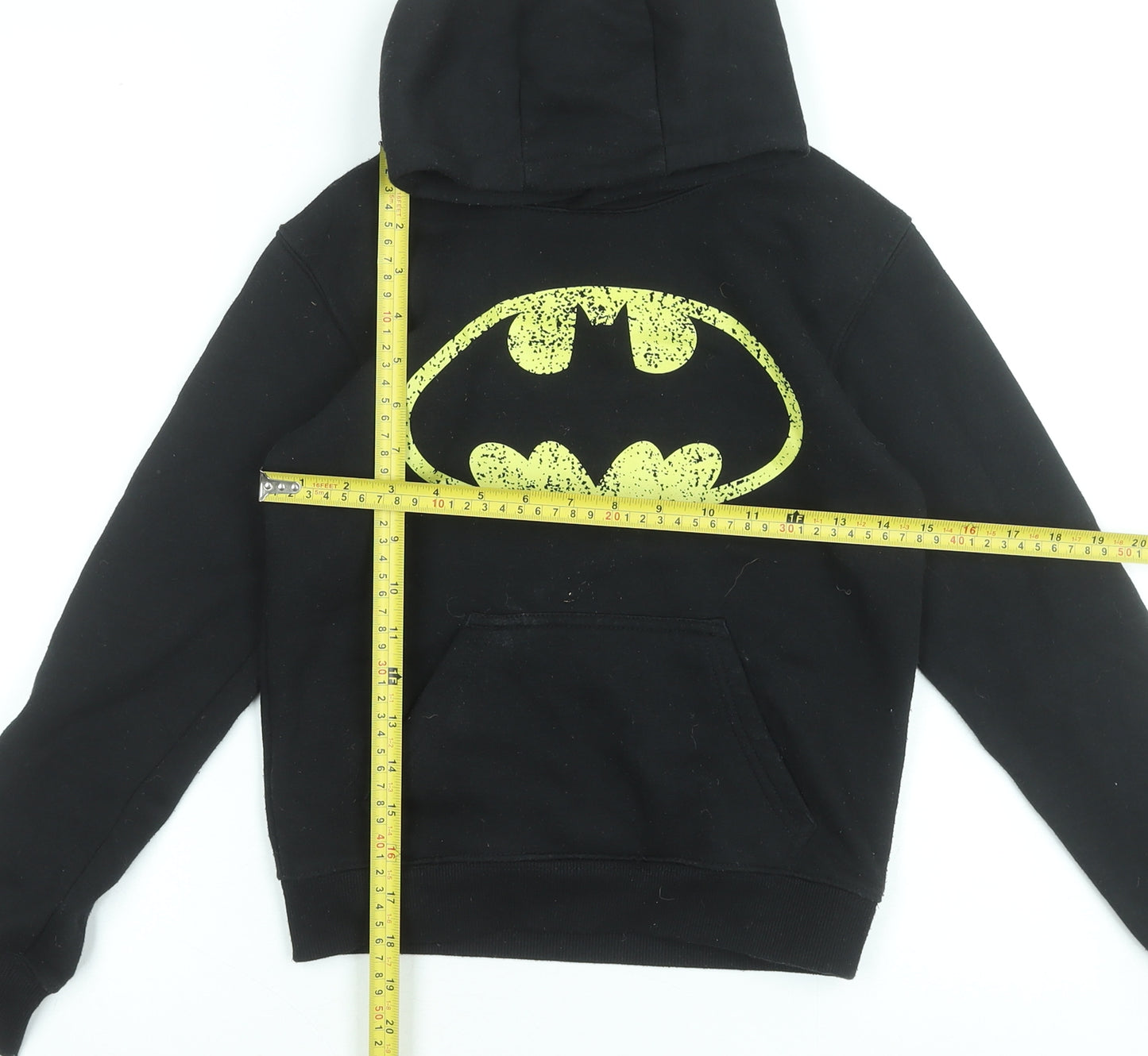 Batman Boys Black Hoodie 7-8 Years Pullover Graphic Print Sweatshirt