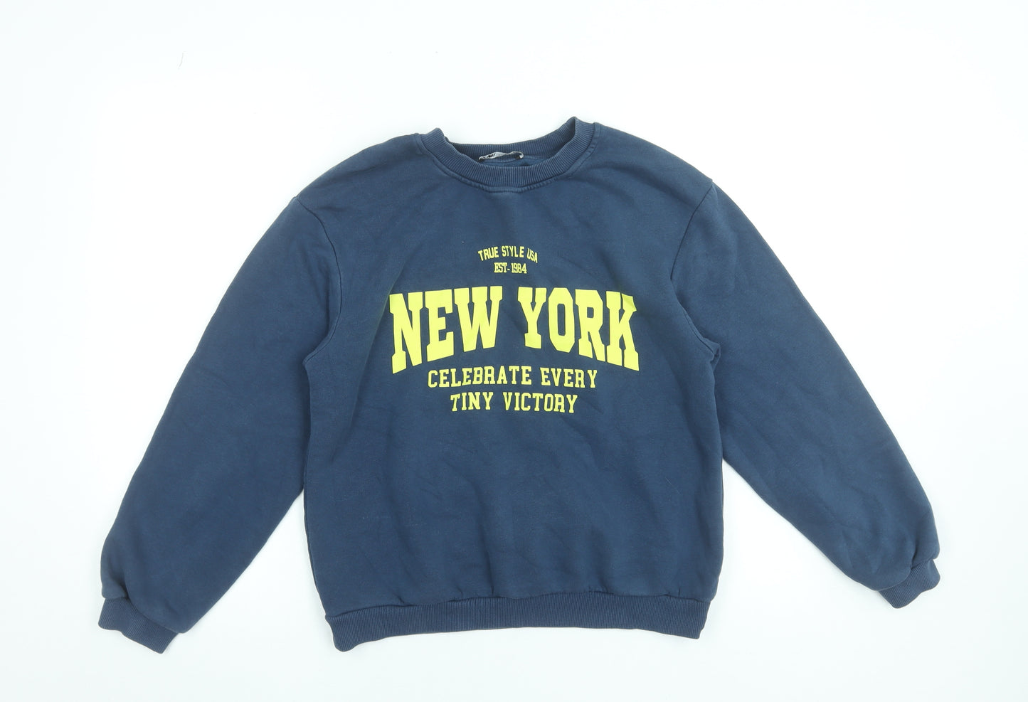 Zara Women's Navy Blue New York Graphic Pullover Sweatshirt Size S
