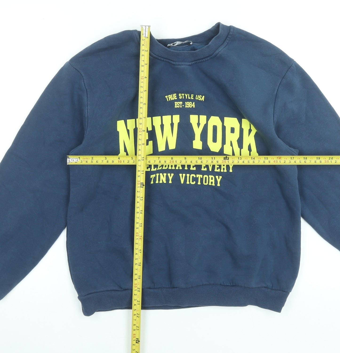 Zara Women's Navy Blue New York Graphic Pullover Sweatshirt Size S