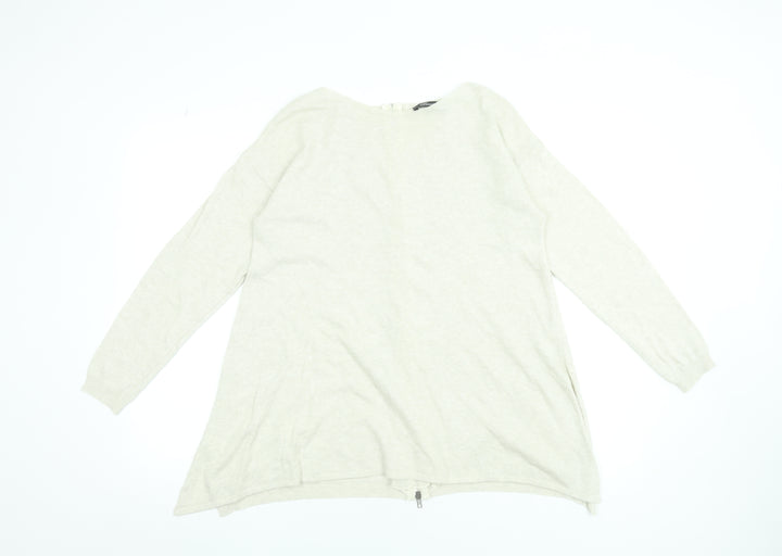 Peruzzi Women Beige Relaxed Fit Zip Back Knit Jumper Size 10