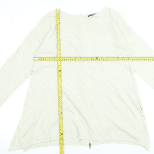 Peruzzi Women Beige Relaxed Fit Zip Back Knit Jumper Size 10