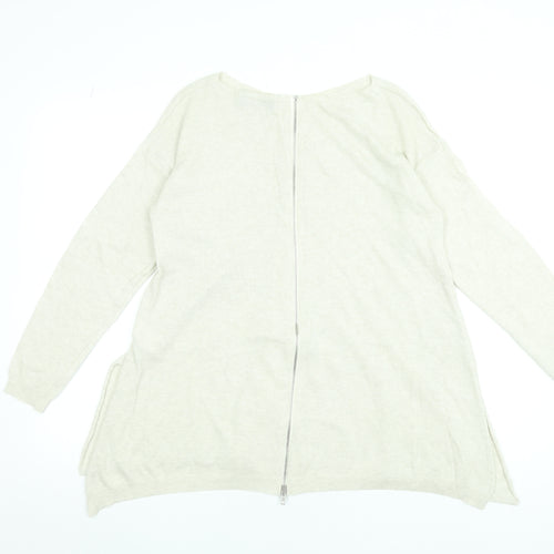 Peruzzi Women Beige Relaxed Fit Zip Back Knit Jumper Size 10