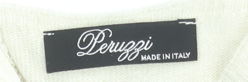 Peruzzi Women Beige Relaxed Fit Zip Back Knit Jumper Size 10