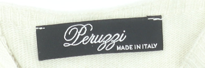 Peruzzi Women Beige Relaxed Fit Zip Back Knit Jumper Size 10