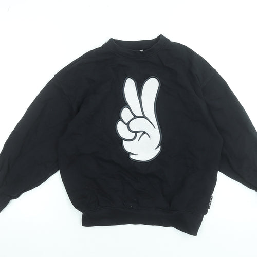 Molo Boys Black Cotton Crew Neck Pullover Sweatshirt Size 146
