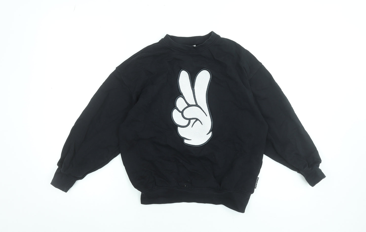 Molo Boys Black Cotton Crew Neck Pullover Sweatshirt Size 146