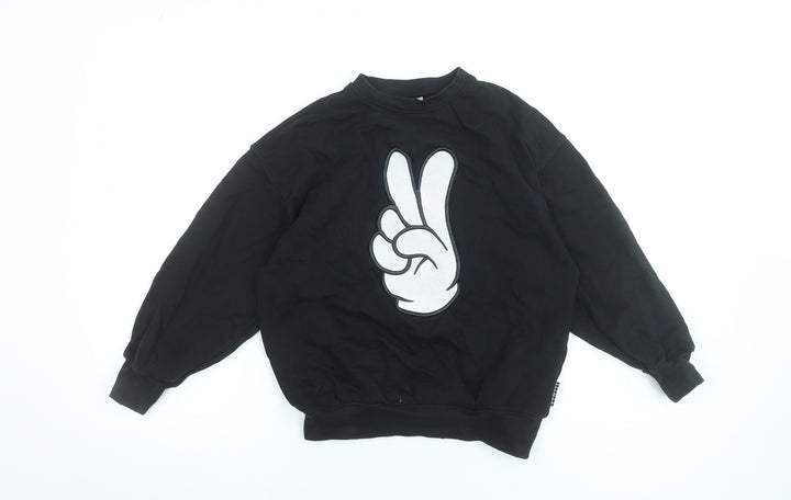 Molo Boys Black Cotton Crew Neck Pullover Sweatshirt Size 146