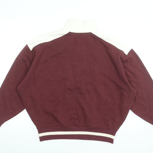 Self Women’s Burgundy & Cream 1/2 Zip Pullover Sweatshirt Size S