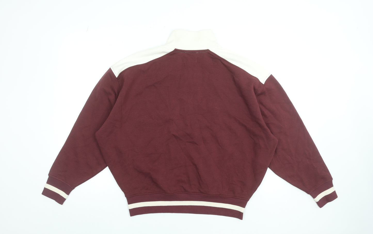 Self Women’s Burgundy & Cream 1/2 Zip Pullover Sweatshirt Size S
