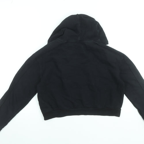 River Island Girls Black Hoodie 11-12 Years Pullover Logo Cotton Blend