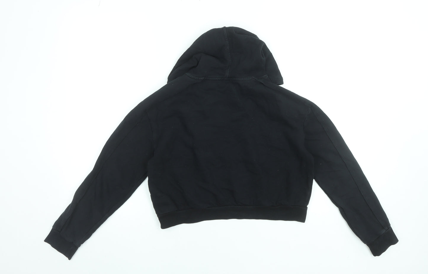 River Island Girls Black Hoodie 11-12 Years Pullover Logo Cotton Blend