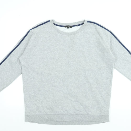 Next Women Grey Crew Neck Pullover Sweatshirt L Cotton Blend