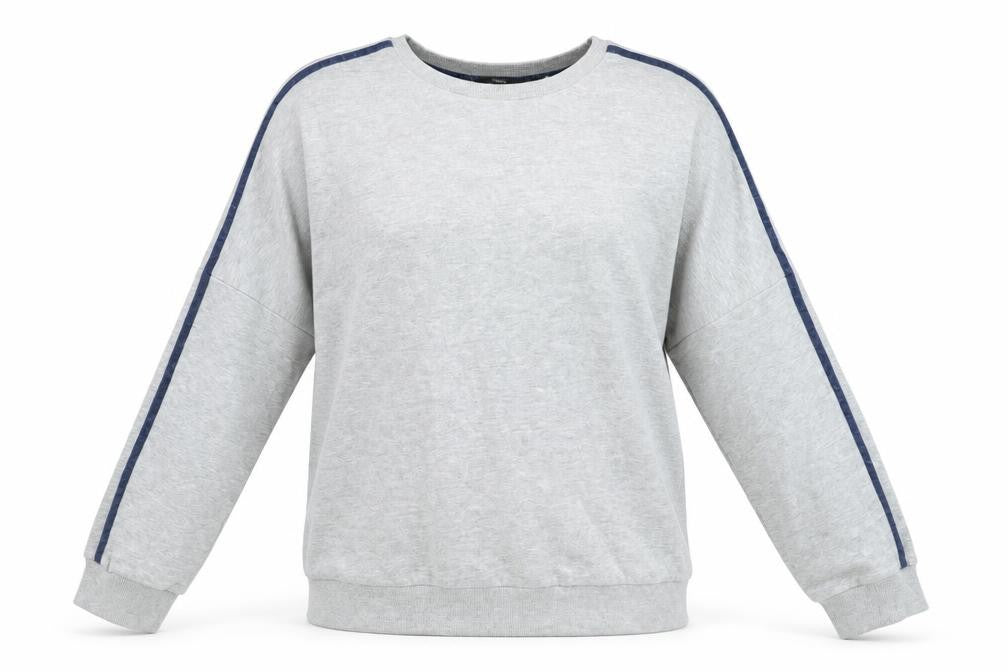 Front view of Next Women Grey Crew Neck Pullover Sweatshirt L Cotton Blend