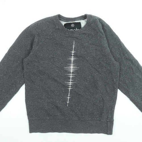 Tomoto Men's Grey Graphic Print Cotton Sweatshirt Size M