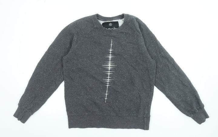 Tomoto Men's Grey Graphic Print Cotton Sweatshirt Size M