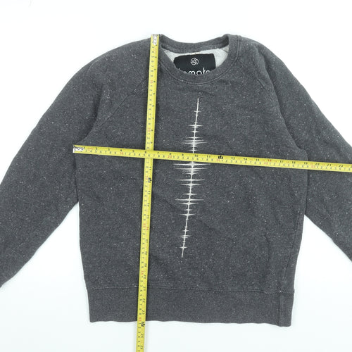 Tomoto Men's Grey Graphic Print Cotton Sweatshirt Size M