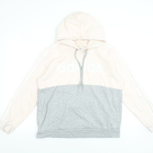 Adidas Women’s Beige Grey Colourblock Pullover Hoodie XL