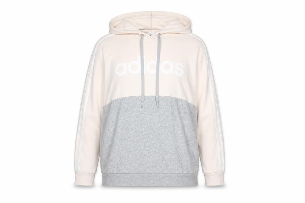 Front view of Adidas Women’s Beige Grey Colourblock Pullover Hoodie XL