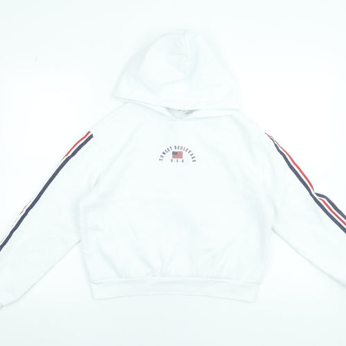 H&M Divided Women's White USA Hoodie Small Hooded Pullover
