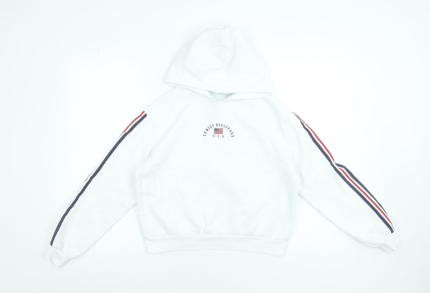 H&M Divided Women's White USA Hoodie Small Hooded Pullover