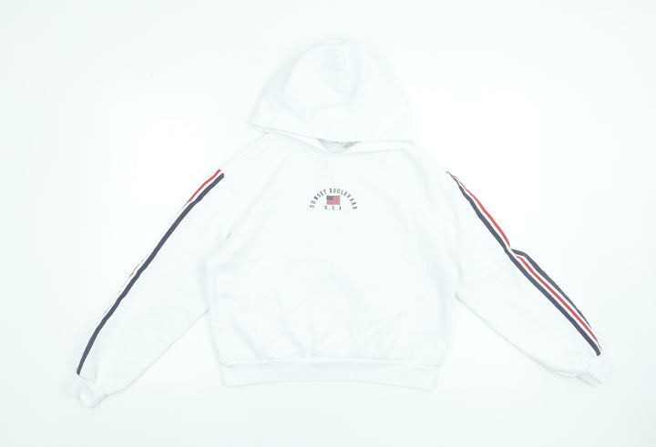 H&M Divided Women's White USA Hoodie Small Hooded Pullover