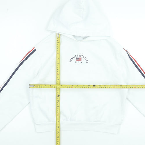 H&M Divided Women's White USA Hoodie Small Hooded Pullover