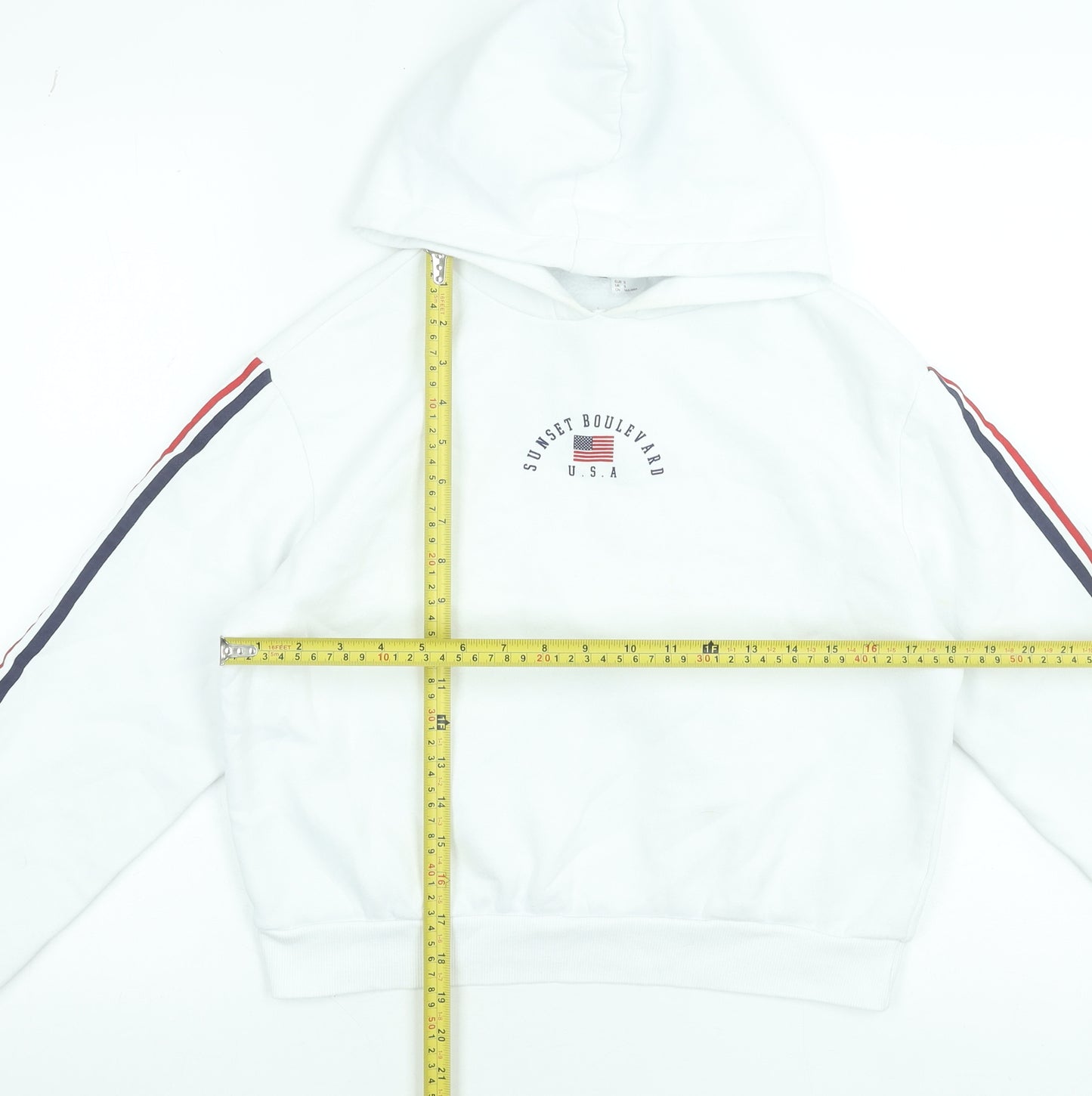 H&M Divided Women's White USA Hoodie Small Hooded Pullover