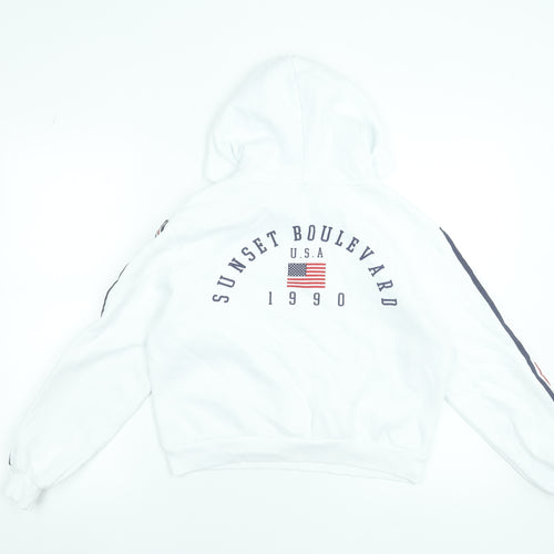 H&M Divided Women's White USA Hoodie Small Hooded Pullover