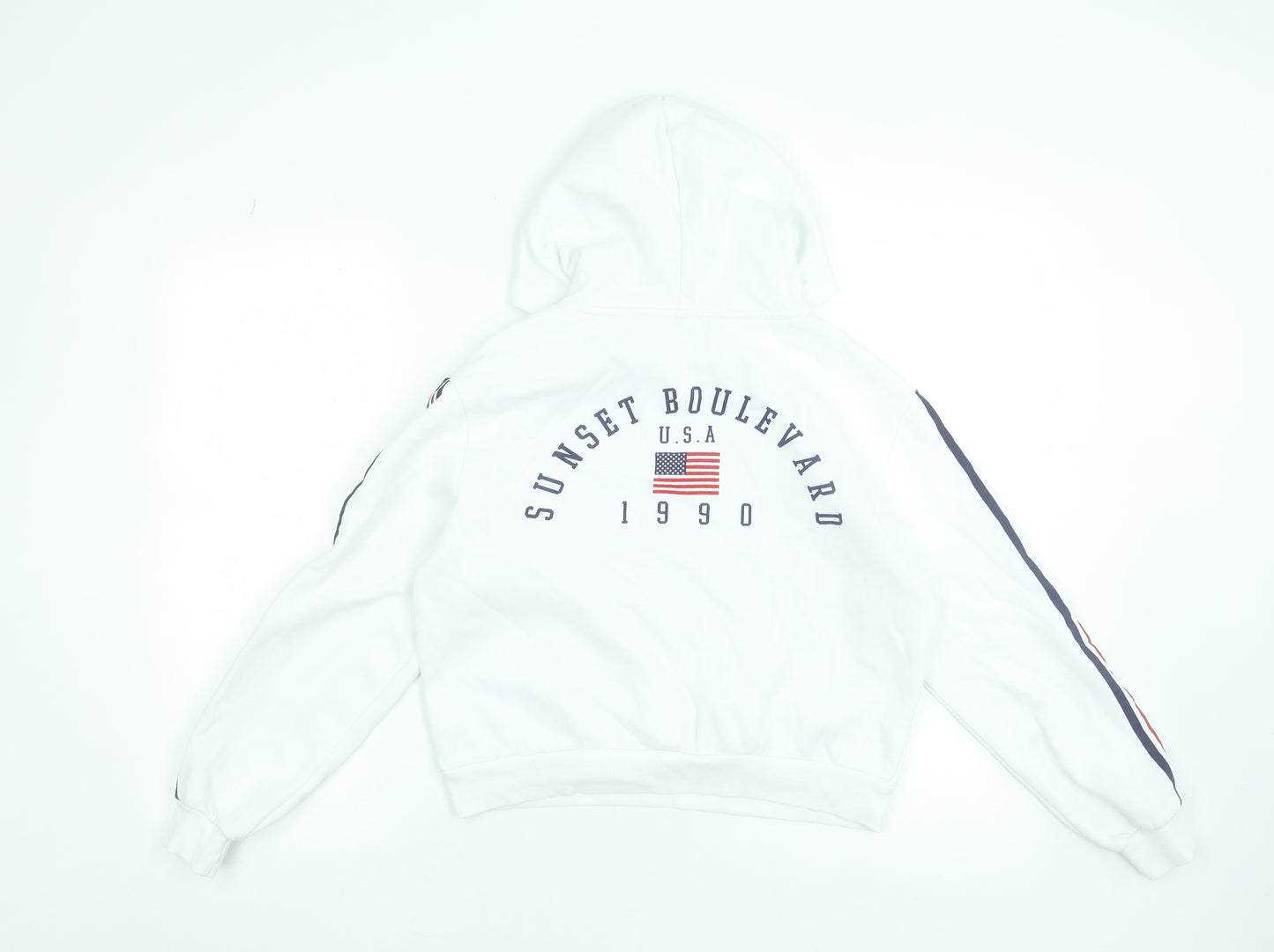 H&M Divided Women's White USA Hoodie Small Hooded Pullover
