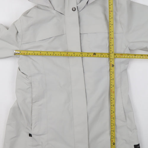 Decathlon Womens Grey Waterproof Hooded Rain Jacket Size M